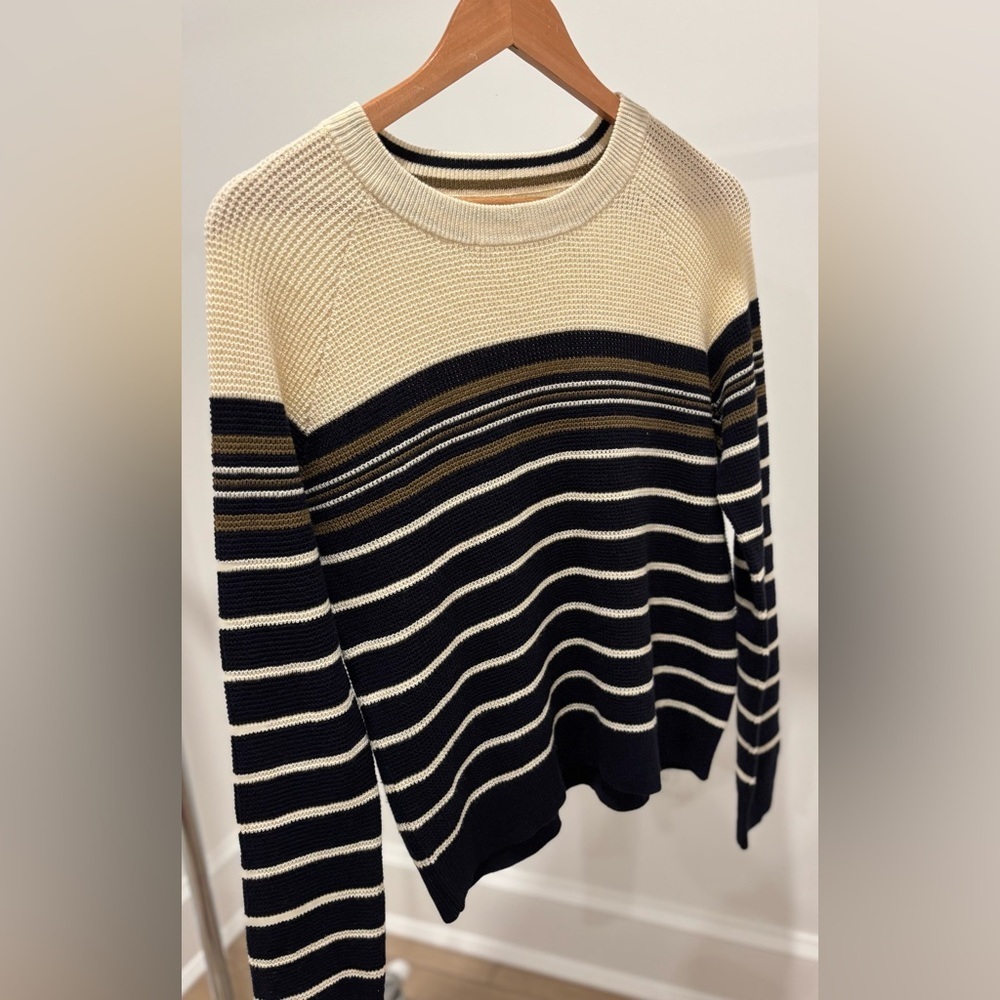 Faherty Navy and Cream Striped Sweater